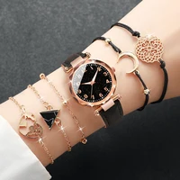 6PCS/Set Women's Watches Fashion Starry Sky Arabic Dial Female Leather Band Quartz Watch Bracelets Set（Without Box） 1