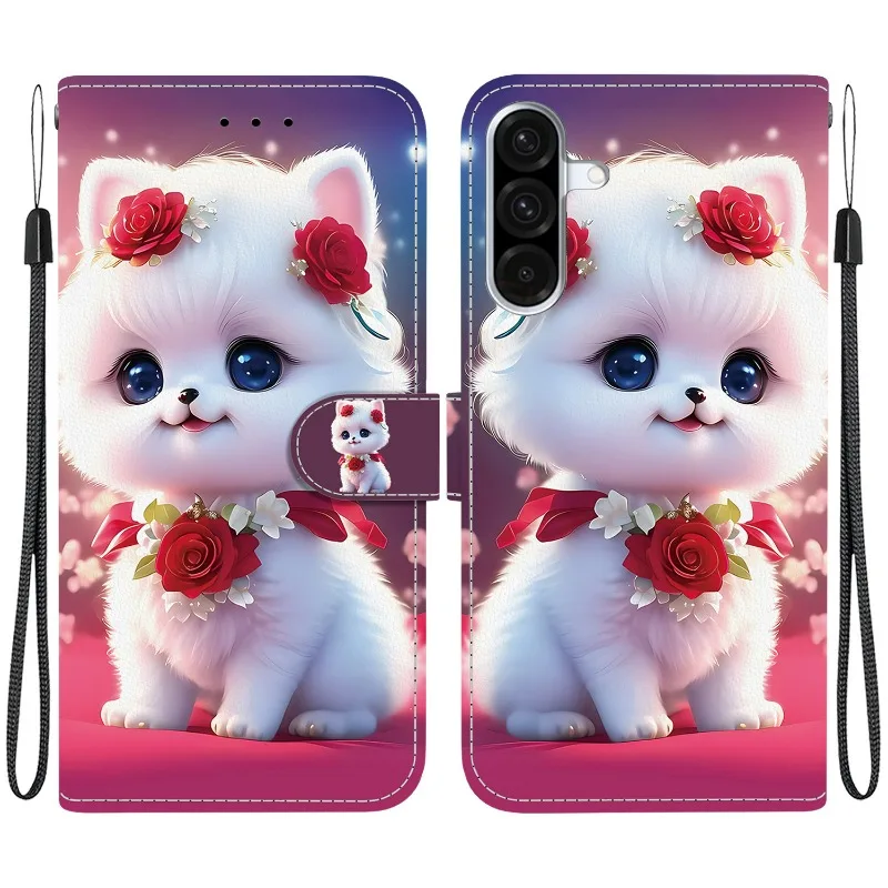 Leather Phone Cover with Lion and Panda Design - Wallet Flip Case with Card Protection