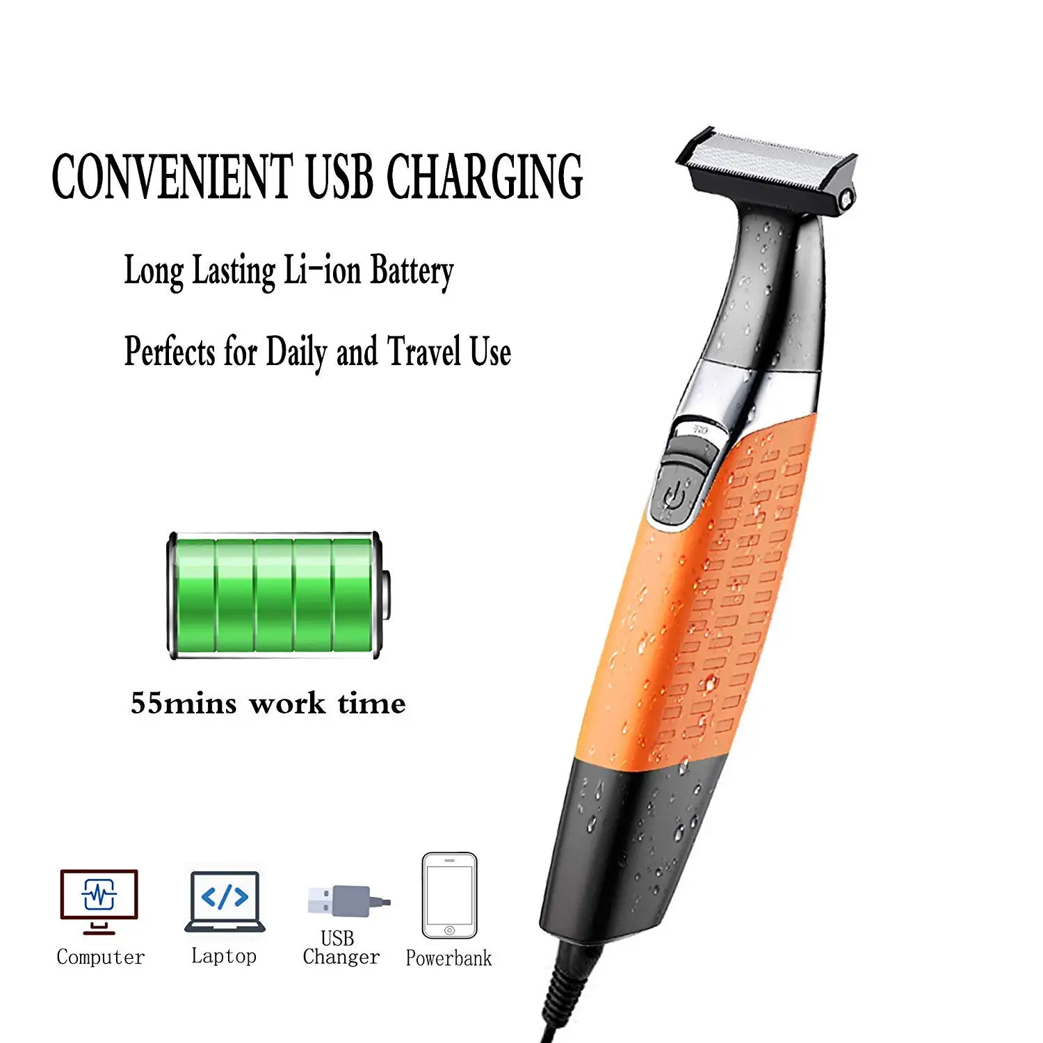 KEMEI Electric Shaver Professional Beard Trimmer Reciprocating Rubber Anti-skid Body Waterproof Rechargeable Shaver KM-1910 2