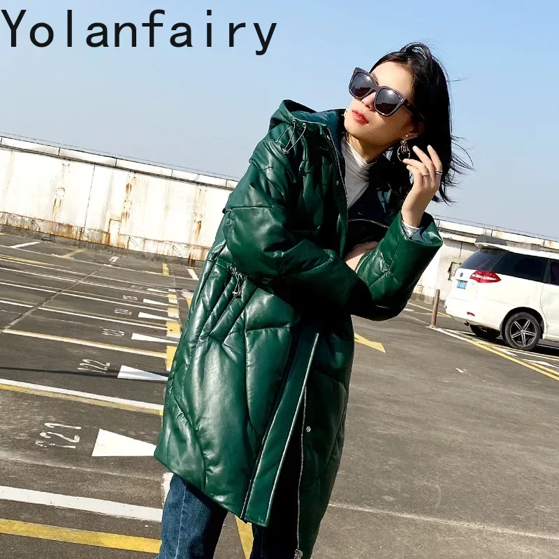 

Модные женские пуховики 90% на белом утином пуху, пальто с капюшоном, Женская куртка из натуральной овечьей кожи, женский пуховик Zjt2086