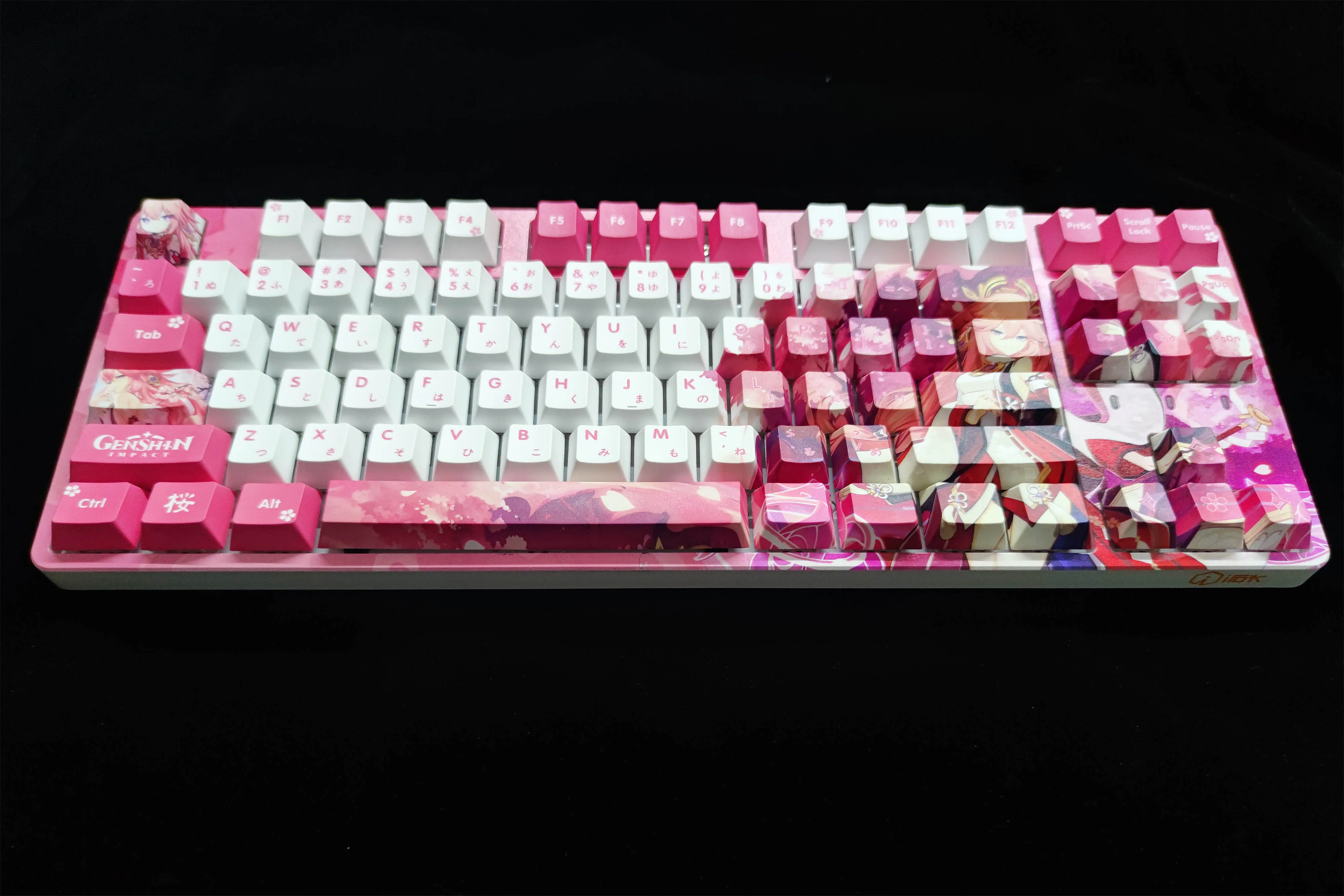 Genshin Impacto Yae Miko 132 Chave Capa Pbt Tintura Sublimação Cereja mx Cruz Eixo Interruptor Keycap para Teclado Mecânico Jogo Presente - Imagem 6