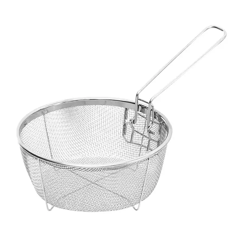 

Deep Fry Basket For Pot Chip Culinary Drain Foldable Basket Cooking Accessory With Smooth Corners For French Fries Fried Fish