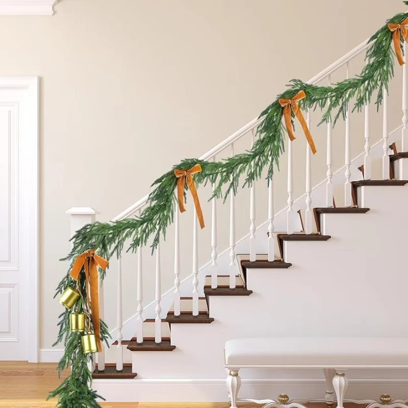 

1 Pcs Christmas Garlands Norfolk Pine Garland Artificial Faux Greenery Garland for Holiday Indoor Mantle Decor (50 Feet)