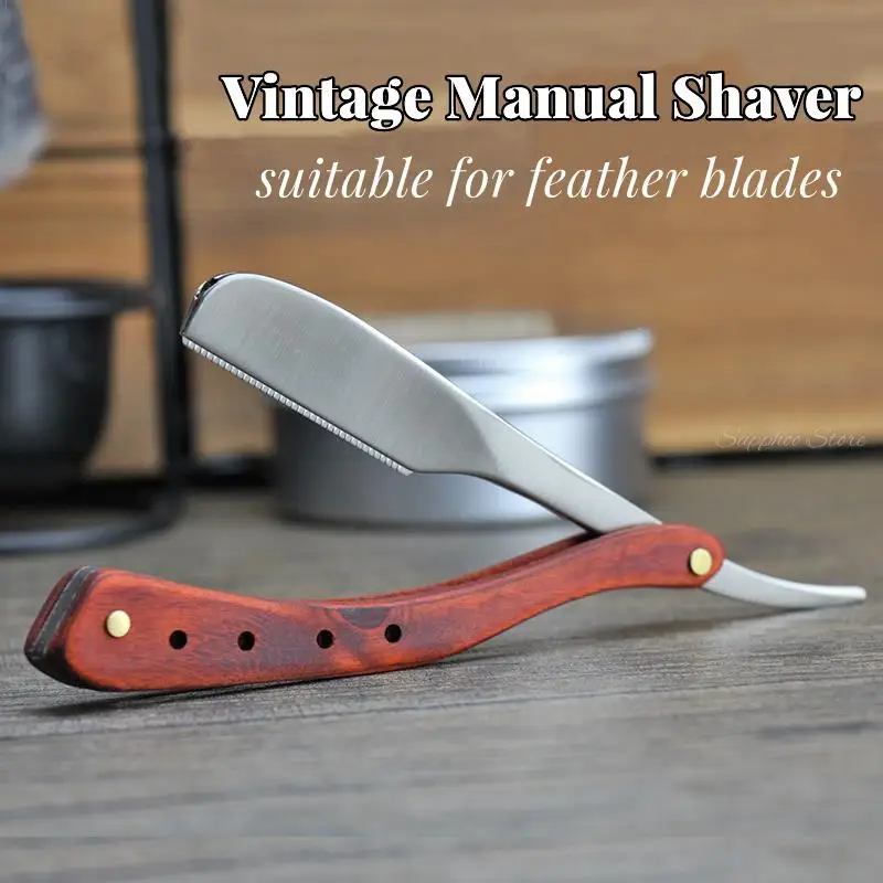 Barber Shop Men Straight Edge Razors Removal Shaver With Feather Blade