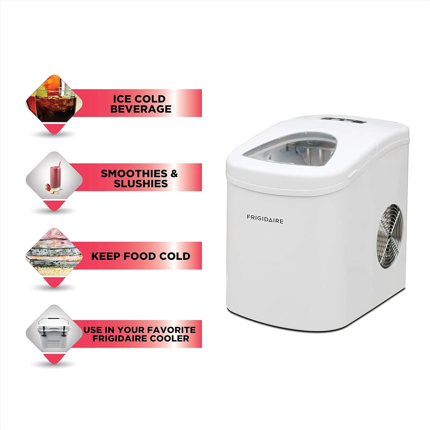 Portable Countertop EFIC108-WHITE Maker, Freestanding, 26LB ice per Day, WHITE