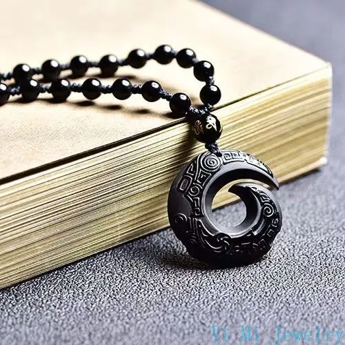 Obsidian Raw Stone Necklace Crafts Decorative Craft Organic Material Feng Shui Piedras Jewelry Lucky Natural Amethyst Ornaments pendant necklace