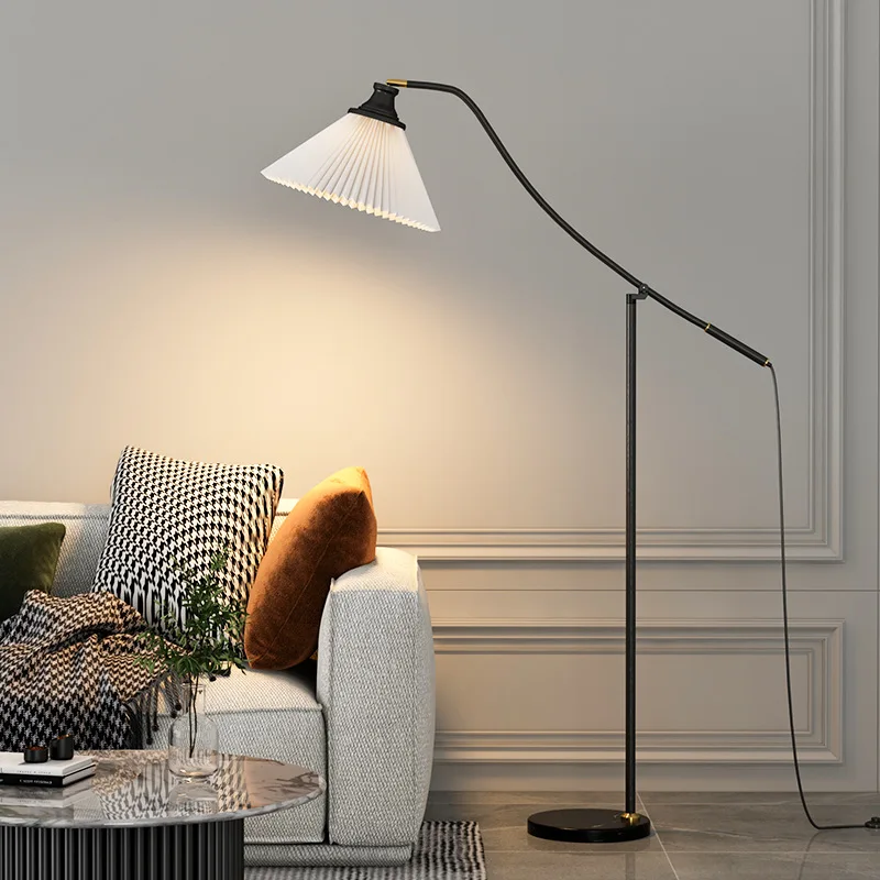 

Modern Nordic Vintage Simple American Style Living Room Metal Walnut Wood Gold Decoration Standing LED Lamp Floor Lam