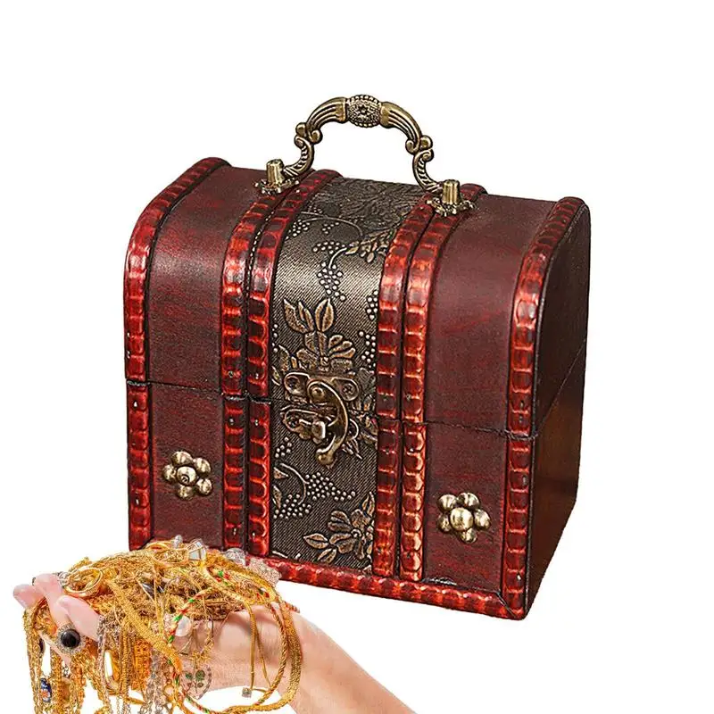 

Деревянный сундук с замком, декоративная коробка для хранения ювелирных изделий, фотобокс для коллекции монет, улучшенное сохранение, домашний декор, хранилище