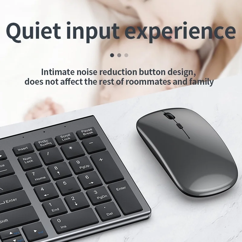 Conjunto Silencioso de Três Modos de Teclado e Mouse Recarregável Tamanho Normal Vários Dispositivos Bluetooth Laptop pc - Imagem 6