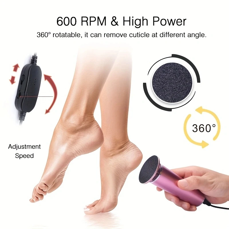 Electric foot grinder foot grinding to remove calluses electric pedicure machine adjustable speed belt replacement sandpaper 3