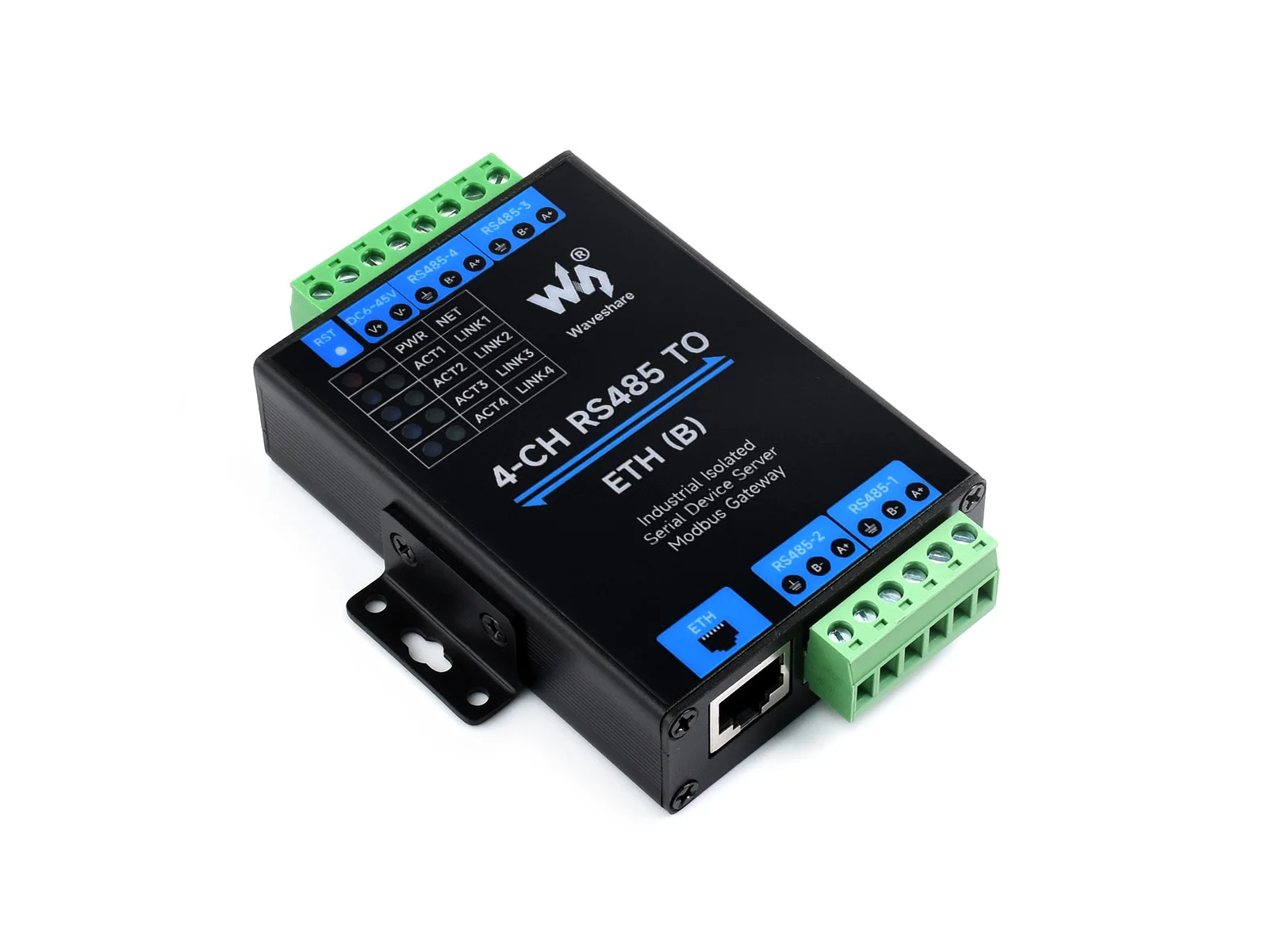 

Последовательный сервер 4-канальный RS485 к RJ45 Ethernet, 4 независимых канала RS485, промышленный изолированный Последовательный модуль с рельсовым креплением
