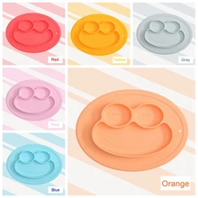 

Baby Food Feeding Plates Snack Fruit Kids With Sections Suction Cup Adsorption Silicone Dishes Children's Tableware Diner Platen