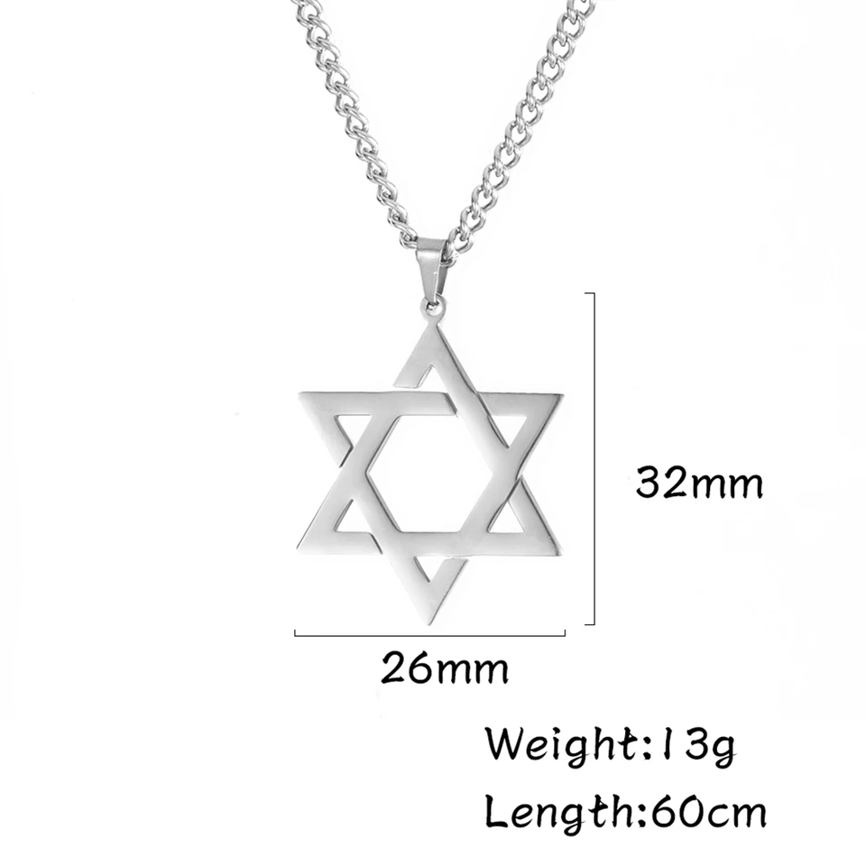 Collana rotonda stella di David oro placcato in acciaio inossidabile a sei punte Collana rotonda stella di David oro placcato in acciaio inossidabile a sei punte