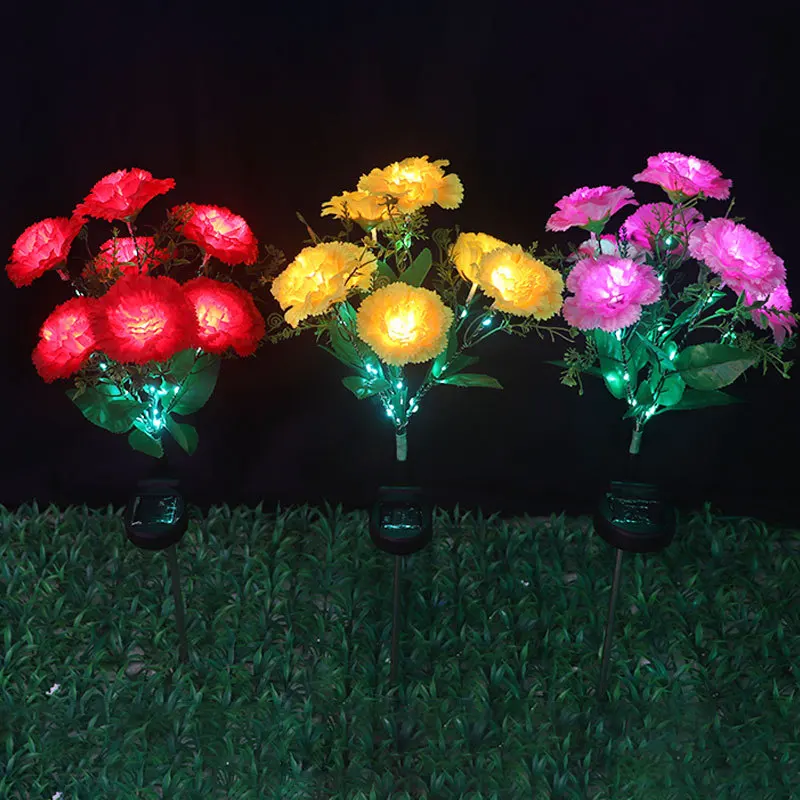 7 Heads Carnation Outdoor LED Solar Light Garden Flower Waterproof Decorative Solar Powered Yard Lawn Pathway Wedding