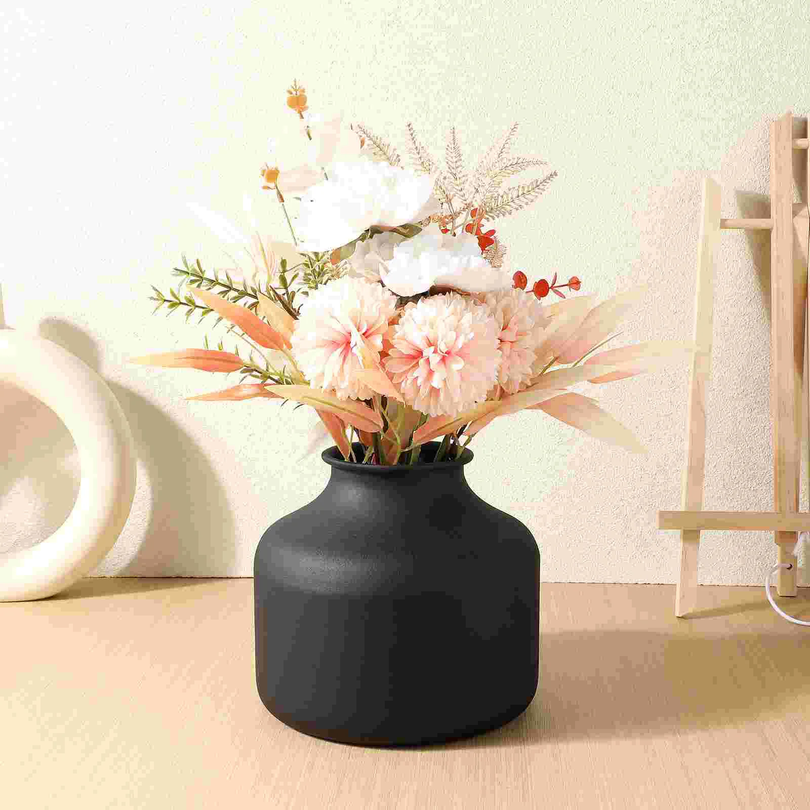 Modern Iron Flower Vase Matte Black Vase Home Decor Large Black Vase Metal Flower Pot Office Plant Holder Bouquet Vase 6