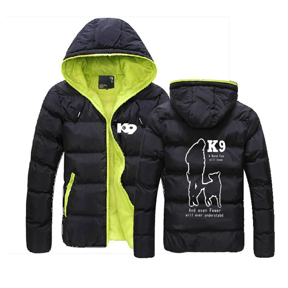 Trainer K9 Team K9 Unit Malinois Men Winter Warm Coat Letter Printing Comode Giacche Imbottite Con Cappuccio E Zip In Tinta Unita Harajuku