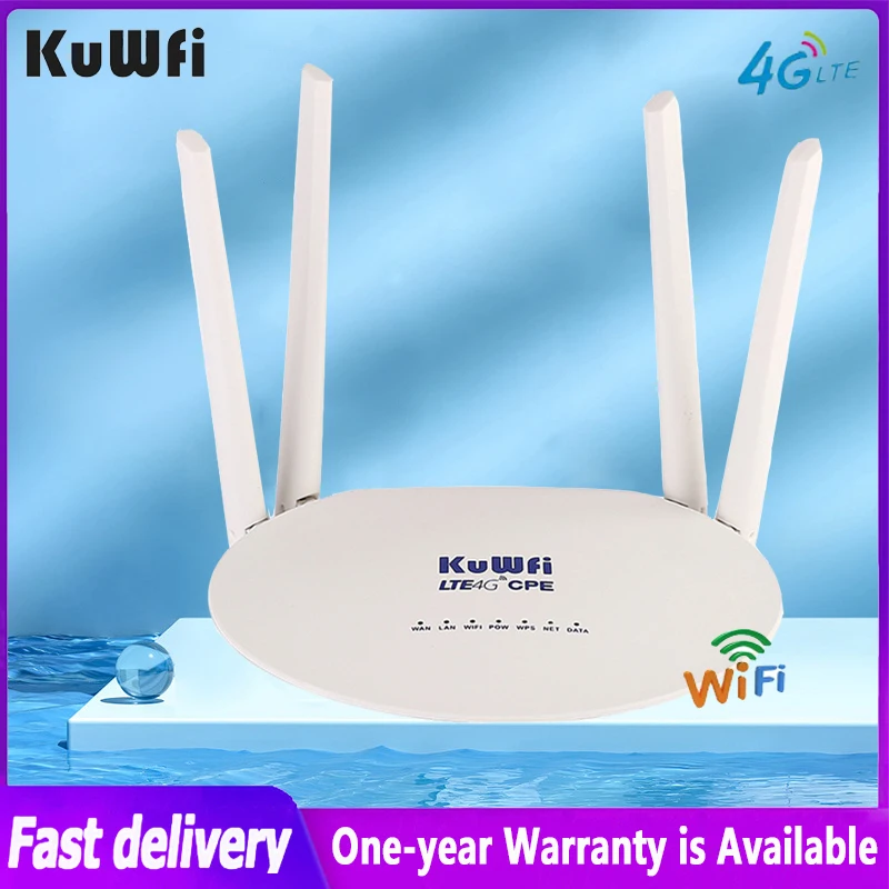 Kuwfi 4G Wireless Wifi Router 300Mbps Lte Wi Fi Router Modem Con Slot Per Sim Card 4Pcs Antenna Esterna 32 Utenti Wifi Rj45