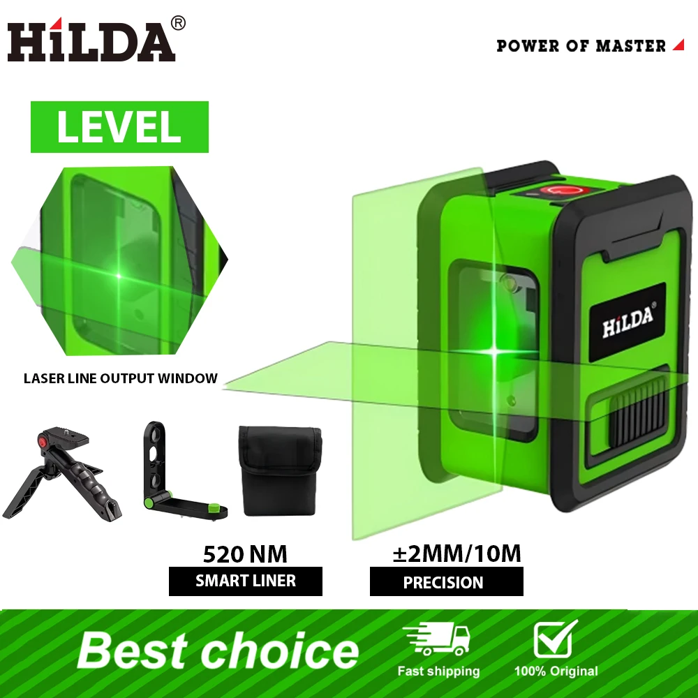 HILDA Laser Level Meter 2-Line Cross Green Level Laser Horizontal & Vertical Nivel Self-Leveling лазерный уровень Men Gift laser level