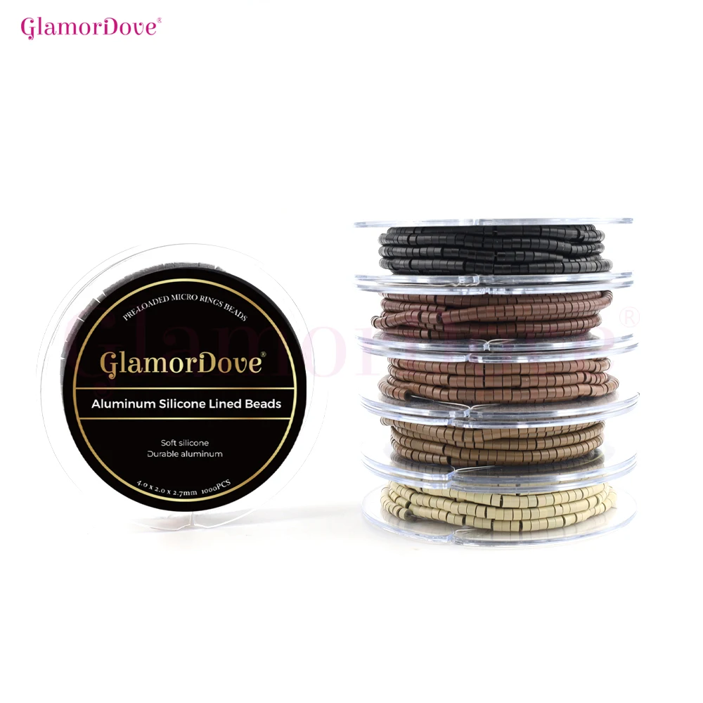 글래머도브 1000개 5.0mm 프리로드 마이크로 링 비즈 ? 실리콘 라이닝 헤어 익스텐션 링