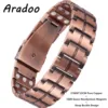 ARADOO Premium Copper Bracelet for Men with Grid Pattern Design Magnetic Wristband Jewelry Gifts 7