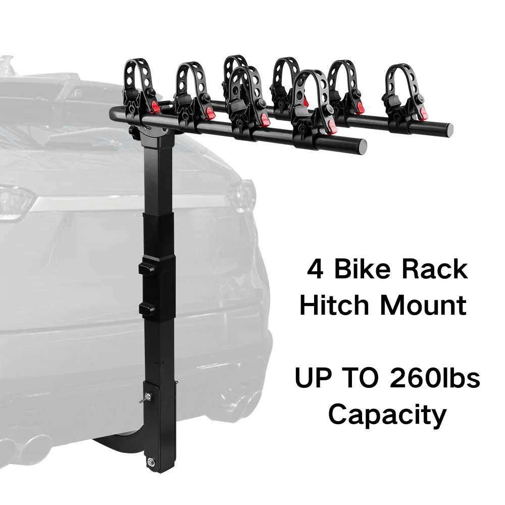 Universal 4-Bike Adjustable Rear Bike Rack for Cars-Heavy Duty Tilting Hitch Mount Bicycle Carrier with Anti-Rrust Frame Fits car bike rack