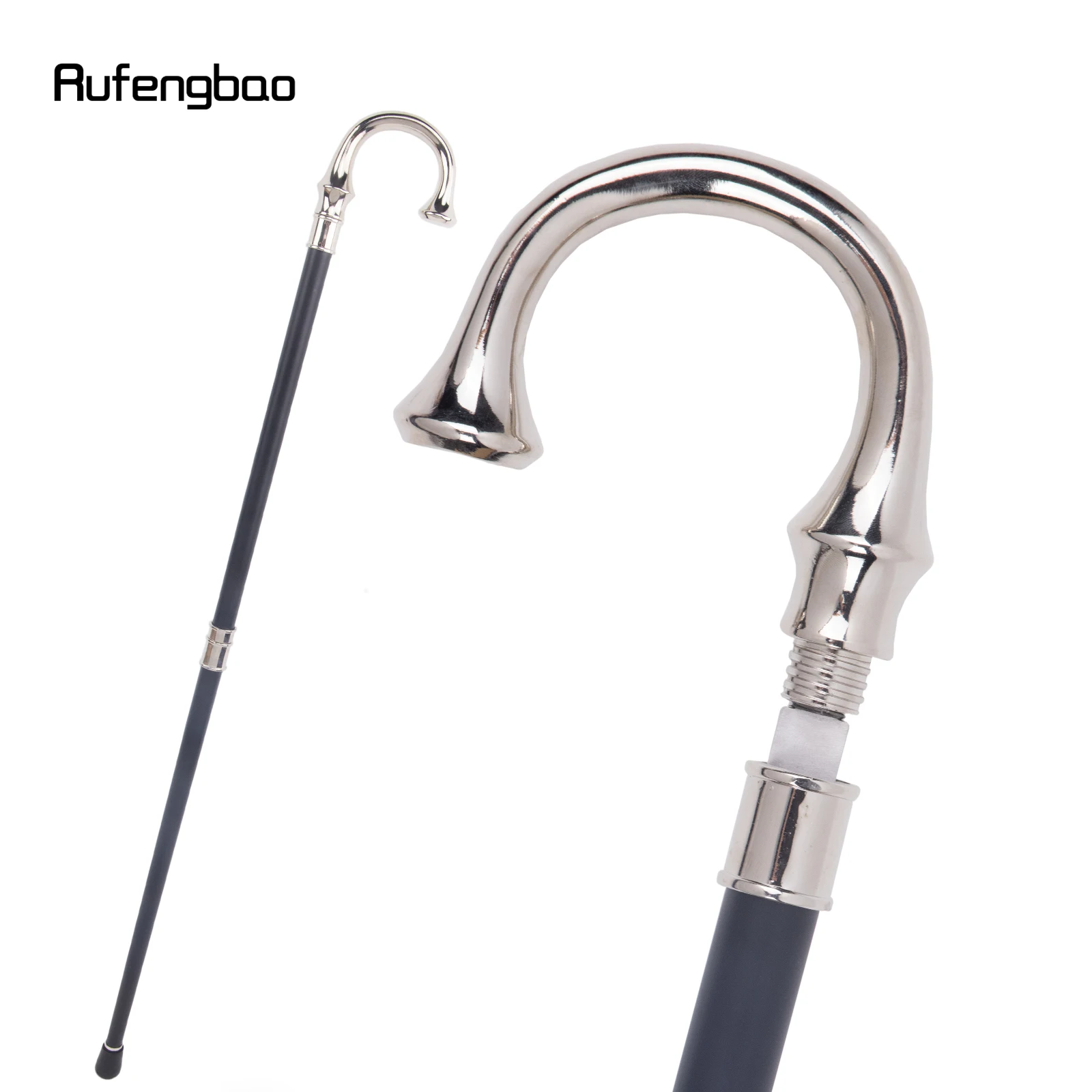 Bâton de marche en U blanc avec plaque cachée, canne d'autodéfense, cosplay, 94cm