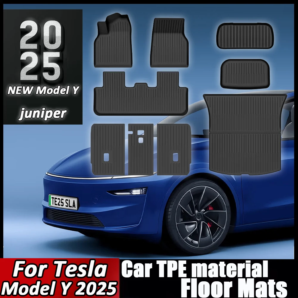 Floor Mats Car Trunk Mat For New Tesla Model Y 2025 Juniper TPE All Weather Cargo Liner Backrest