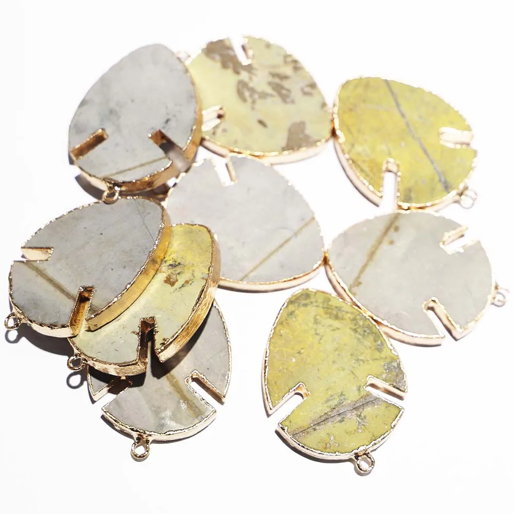 Natural Semi Precious Stone Arow Necklaces Pendants Gold Plated Eedge Ruggedly Fashion Charms Jewelry Accessories Wholesale 6Pcs