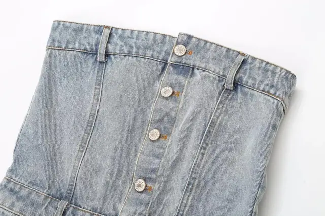 Front Split Long Denim Midi Dress 4