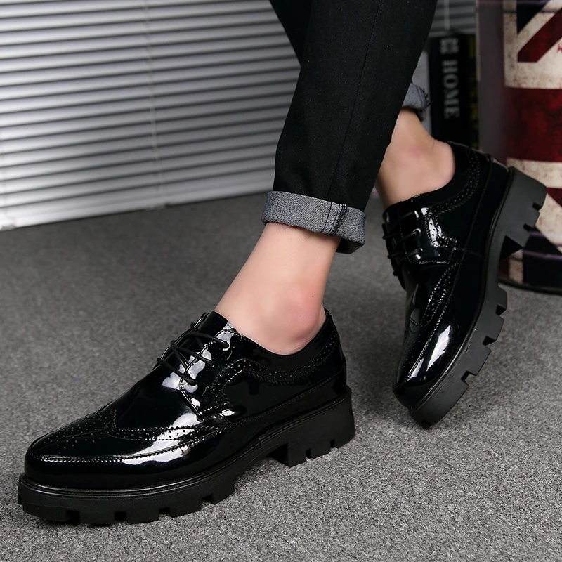 Mens Shoes Thick Bottom Men business Dress Shoes Leather Luxury Italian Style Men Formal Shoes Brand Bring Business Leather 4