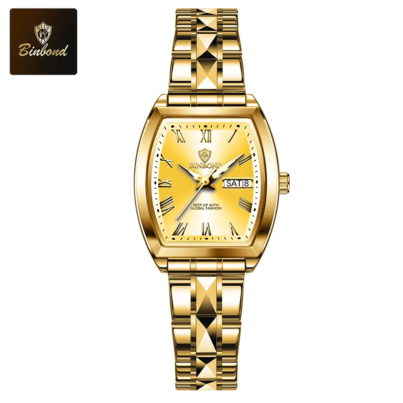 BINBOND الساعات النسائية الفاخرة الفولاذ المقاوم ل...