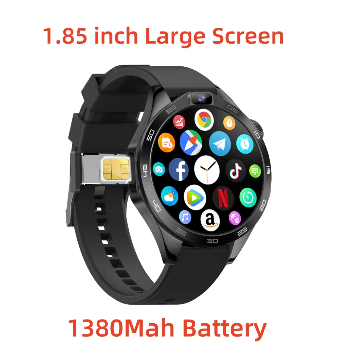남성용 X11 4G 스마트 워치 업그레이드 칩 SIM 카드, 안드로이드 8.1, 듀얼 카메라, 와이파이, GPS, 1.85 인치 화면, 1380Mah 스마트워치, 4GB + 128GB