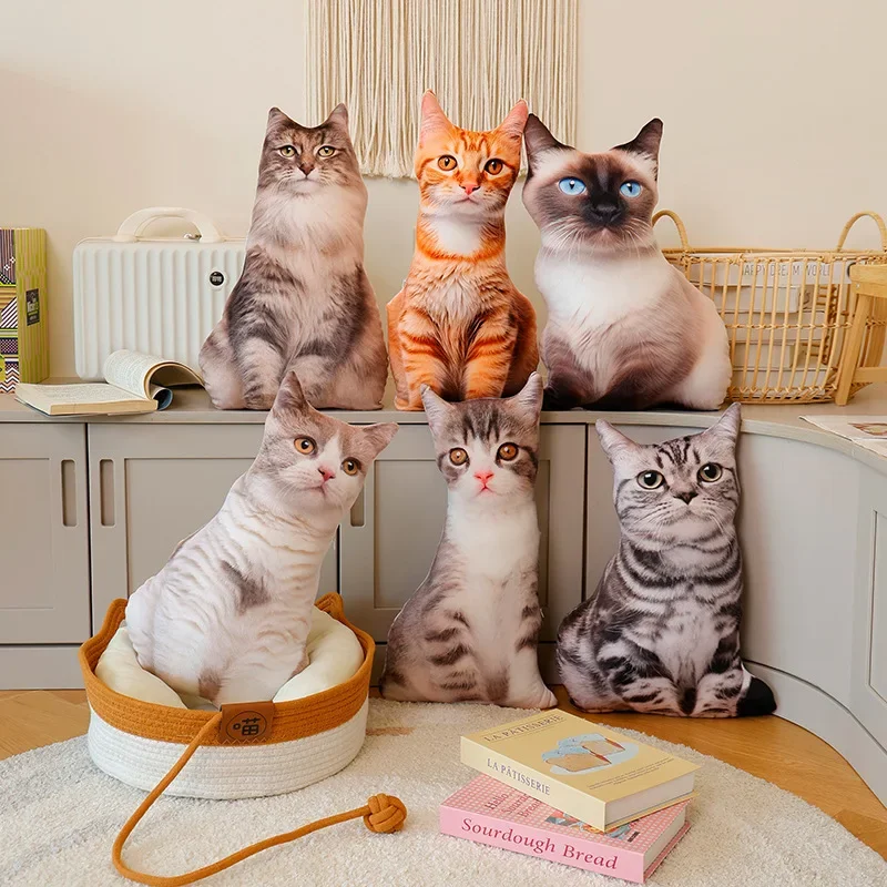Lifelike 3D Cat Plush Toy Stuffed Soft Animal Doll Simulation Sleep Pillow Sofa Cushion Cartoon Home Decor Gift