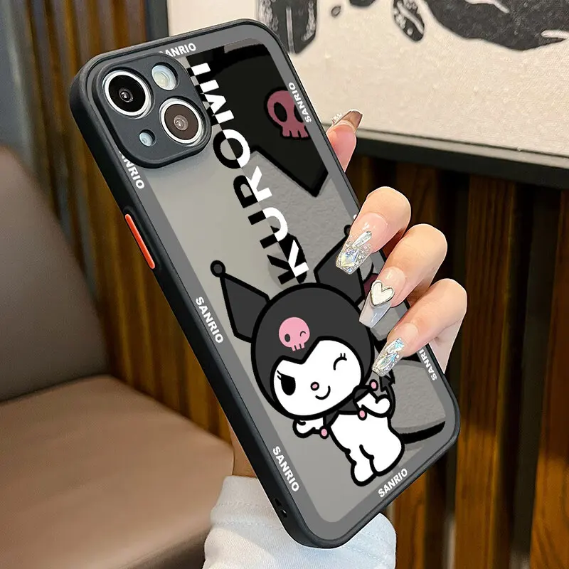 thumbnail image 1 of Phone Case For iPhone 15 14 13 12 Mini 11 Pro Max X XS XR 7 8 Plus 14+ 14pro Silicone Edge Matte Coque Hello Kitty Kuromi Melody, 1 of 5
