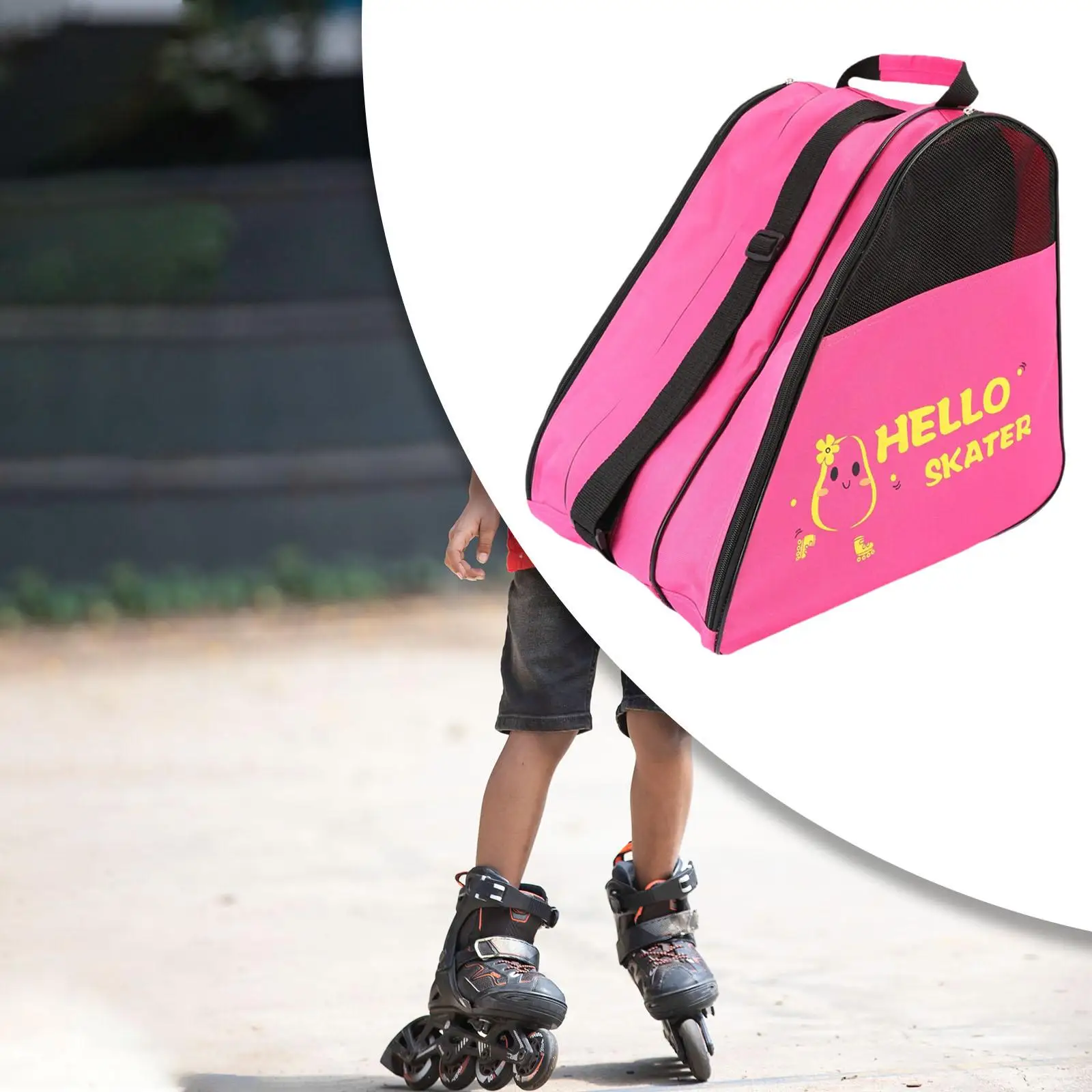 Roller Skates Storage Bag Zipper Pouch Carrier Bag for Women Kids Ice Skates