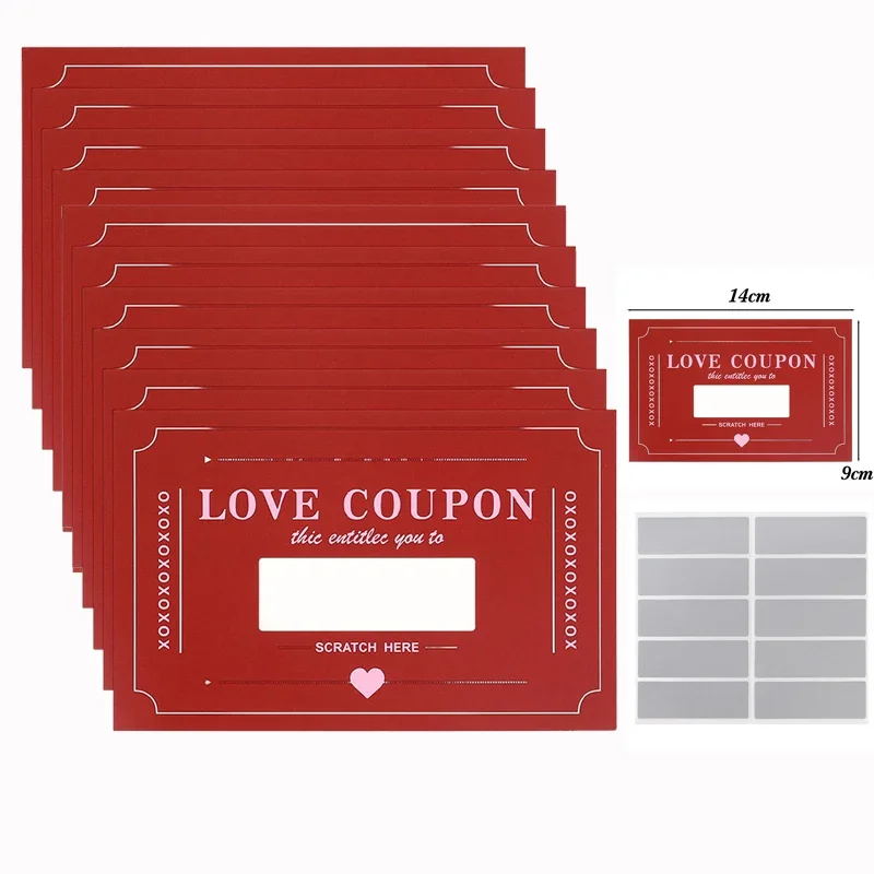 Romantic Scratch-Off Card Vouchers for Couples - Perfect for Date Nights, Weddings, Birthdays, and Anniversaries Gifts (10/50 Pack)