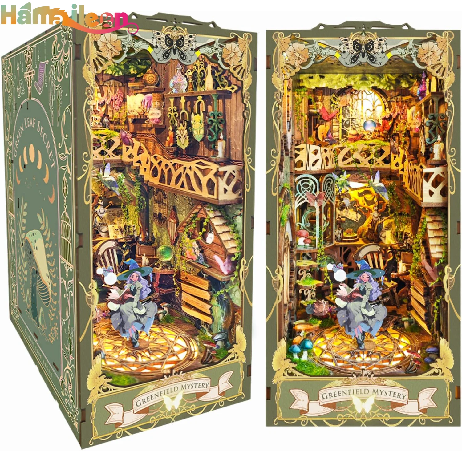 Hamaileon Kendin Yap Kitap Köşesi Seti, Oyuncak Ev Kitaplık Eklentisi Dekoru, 3D Ahşap Yapboz Ahşap Kitap Ayracı Model Yapımı Yetişkinler ve Gençler İçin