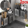 Multifunctional Kitchen Utensil Storage Rack Chopstick Draining Holder Wall-Mounted Freestanding Cutlery Tableware Organizer Box 1