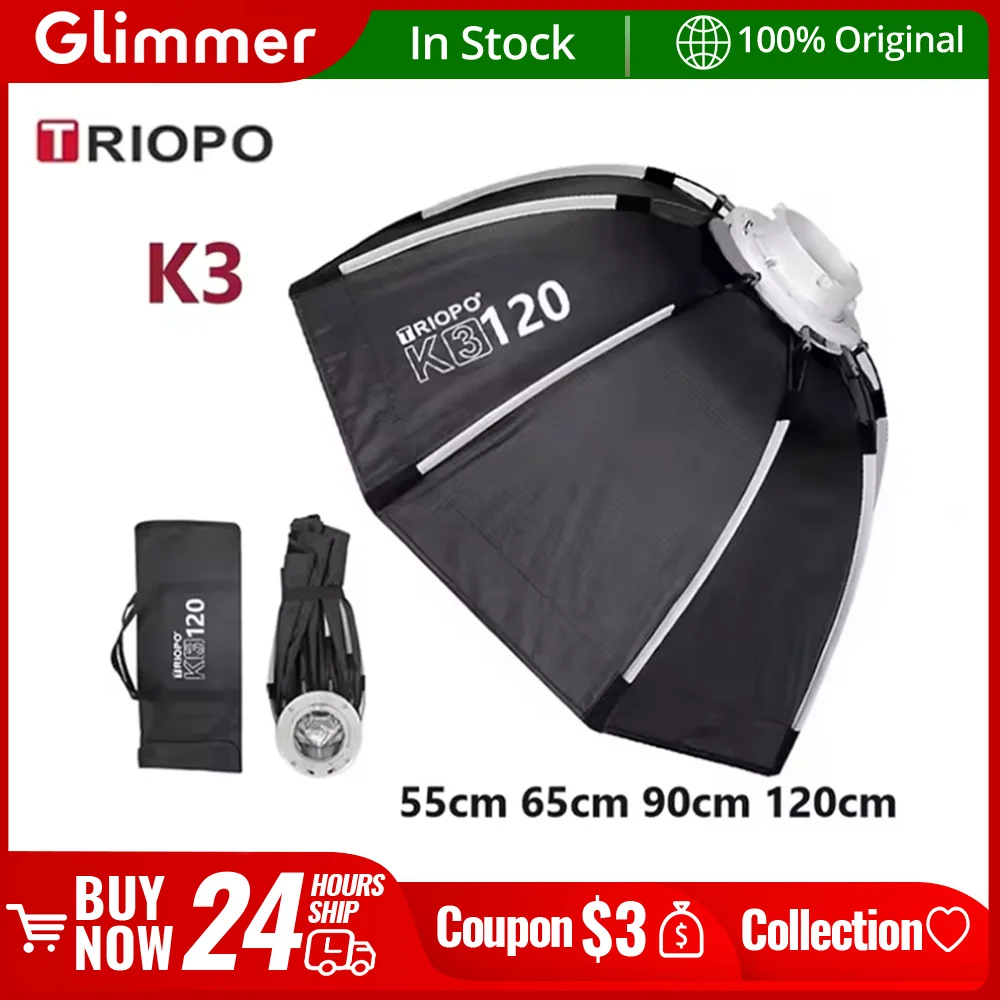 TRIOPO K3 Series 55cm 65cm 90cm 120cm Quick-Setup Octagon Softbox Bowens Mount for Godox Aputure Sokani Studio LED Video Light