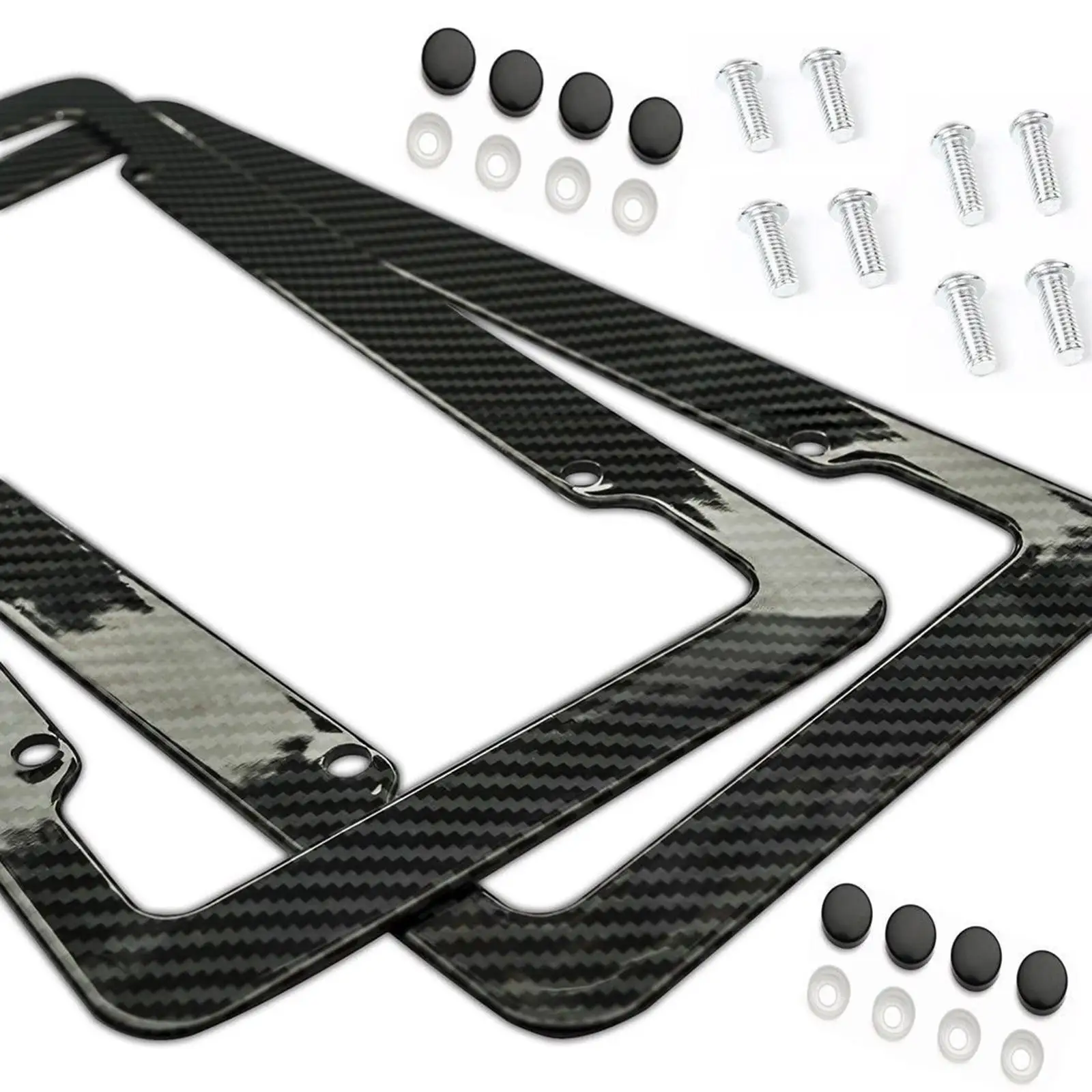 2x Carbon Fiber Style Frames Plate Covers for US Accessories Durable