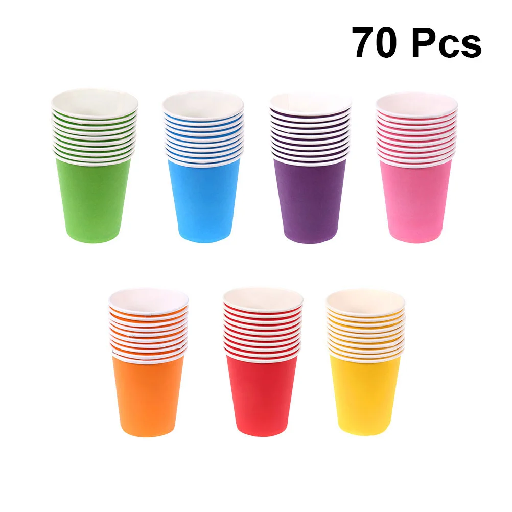 70 Pcs Colored Paper Cups Disposable for Coffee Tableware Papercups Thick Drinking