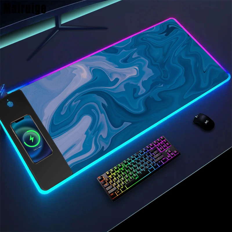 

Коврик для мыши с беспроводной зарядкой, игровой Настольный коврик Rgb с жидкостью для настройки, компьютерный Настольный коврик, аксессуары для игрового компьютера