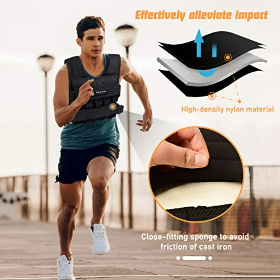 Adjustable Weighted Vest 0-44lbs,5BILLION Weight Vest with Solid Bar Weights,Body Weight Vest for Men Women,Strength Training Wo