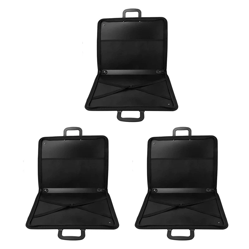 

NEW-3X Art Portfolio Case With Zipper,Artist Carrying Case Poster Board,Tote Bag For Art Storage Folder