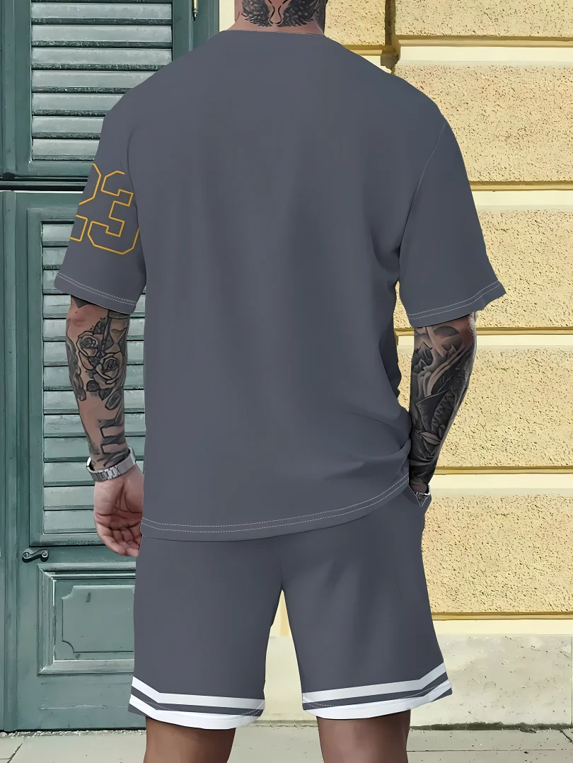 Men’s breathable quick‑dry summer sports T‑shirt and shorts set