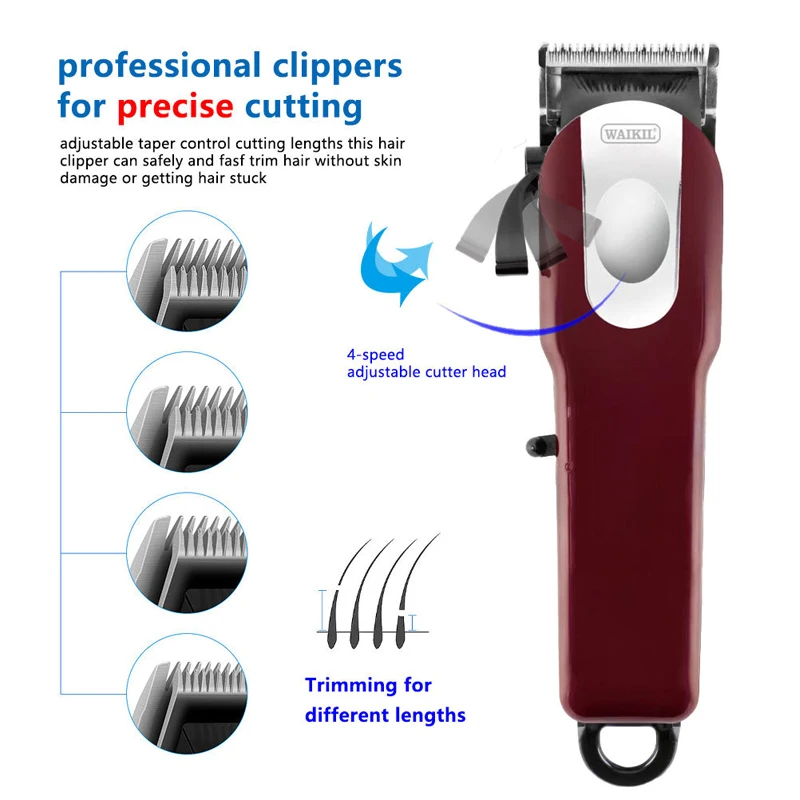 WAIKIL professional electric hair clipper multifunctional oil head carving machine rechargeable retro Barber styling tool 5