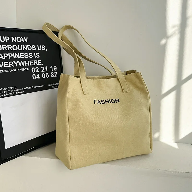 Korean Version Simple Large-capacity Canvas Shoulder Bag Portable Shoulder Bag Leisure Literature Handbag Female Shoulder Bag