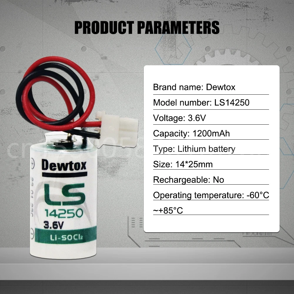 Lítio Ls14250 10 Batteria com Plug para ls Plc Cnc Machine Tools Medidor de Água a Gás 14250 r6 Sl35 Er14250 Bateria Pcs 3.6v 1200mah de - Image 3