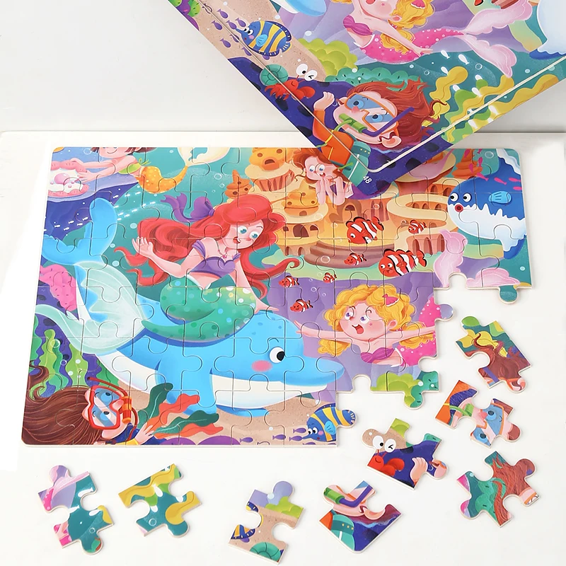 60 Pieces Montessori Wooden Puzzle Cartoon Animals Pattern Jigsaw Puzzles Game Kids Educational Learning Toys Gifts for Children 4