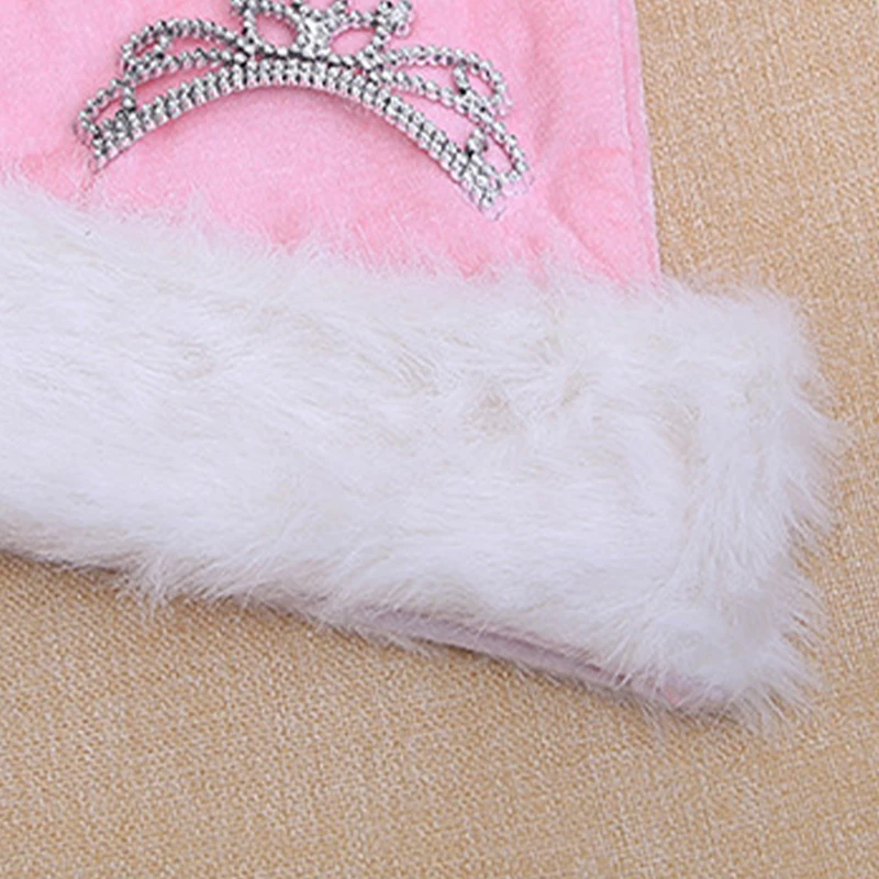 Fashion Pink Crown Plush Santa Hat Santa Hat With Princess Crown Christmas Party Atmosphere Event Decoration Supplies